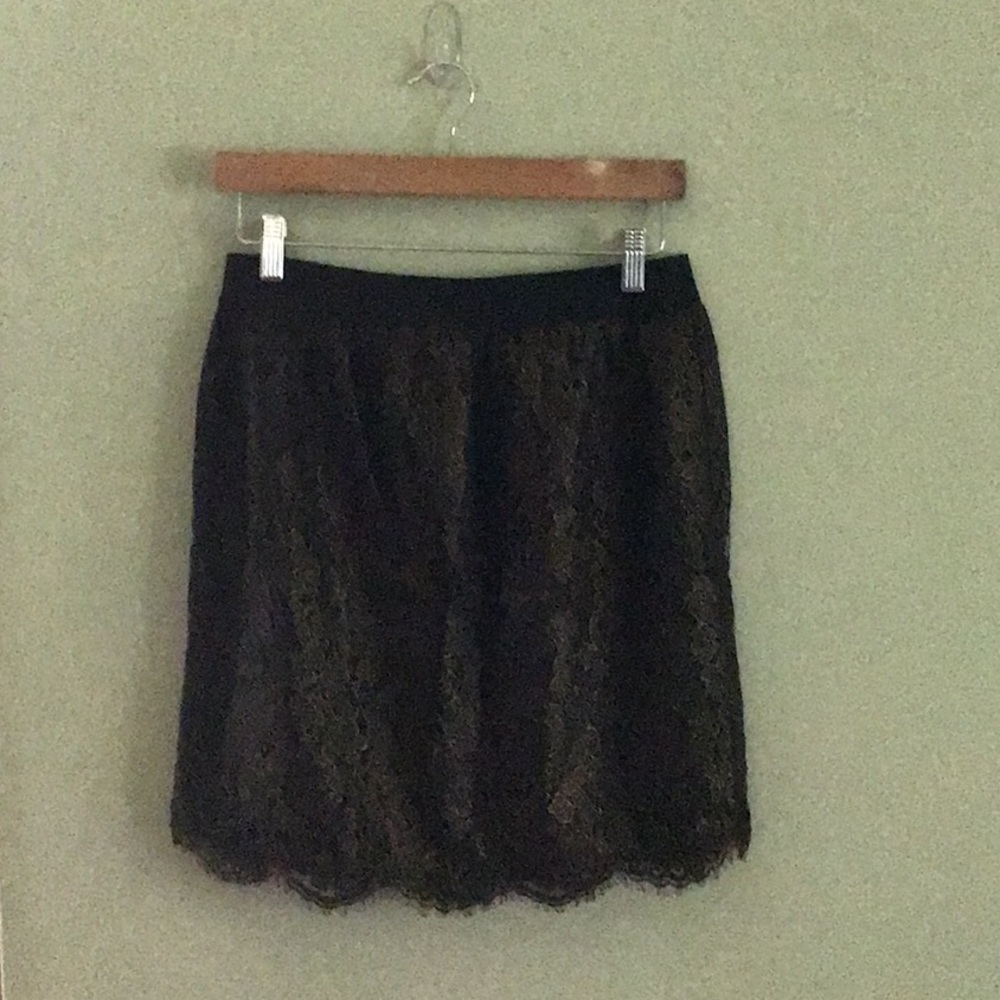 Joie Abeline Pull On Lace Skirt Espresso Brown Large